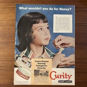 VTG 1950 Magazine Ad CURITY First-Aid Nancy